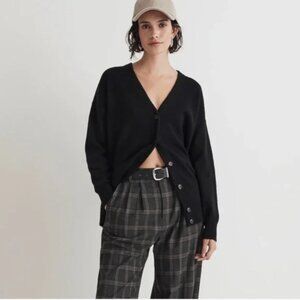 NWT Madewell Harlow V-Neck Oversized Black Wool Cardigan Sweater XXS
